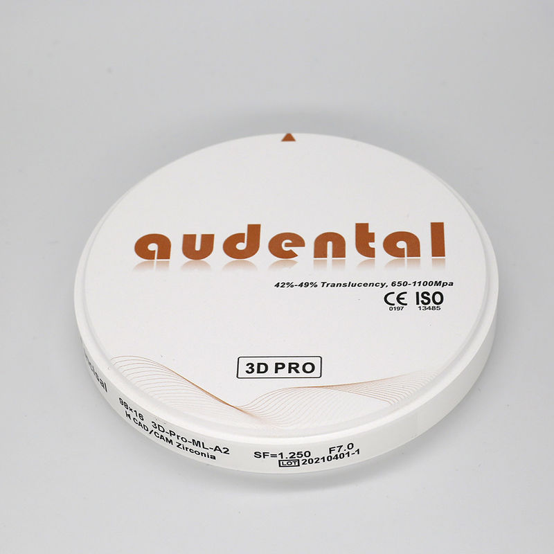 98mm Audental Zirconium Blocks High Strength 650-1100Mpa White Zirconia Block for Dental Lab CAD CAM Milling System