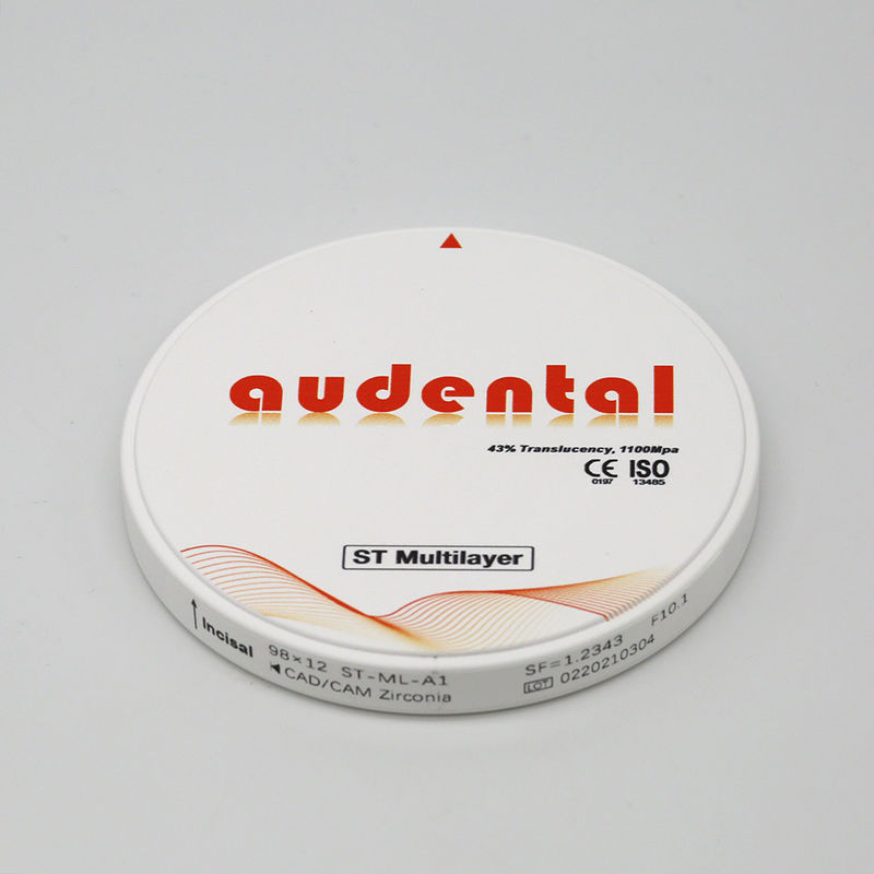 98/95mm Super Translucency Plus Multilayer Zirconia Discs For Dental Digital Milling Lab