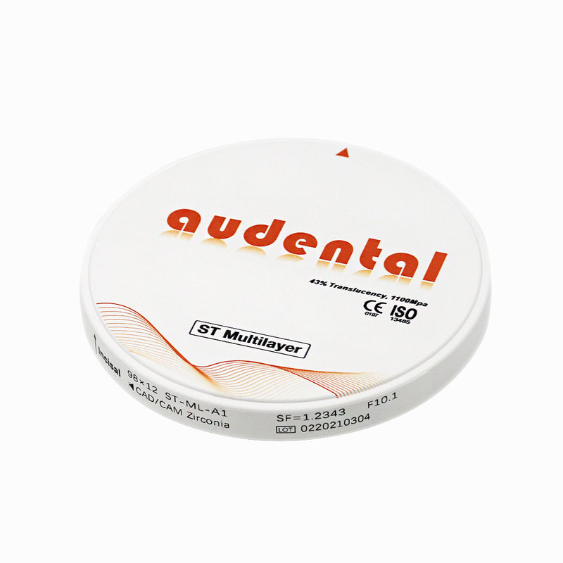 Smooth Surface Vita 16 Round Disc ST/DST-Plus Multilayer Zirconia Block 900Mpa Flexural Strength 46% Translucency