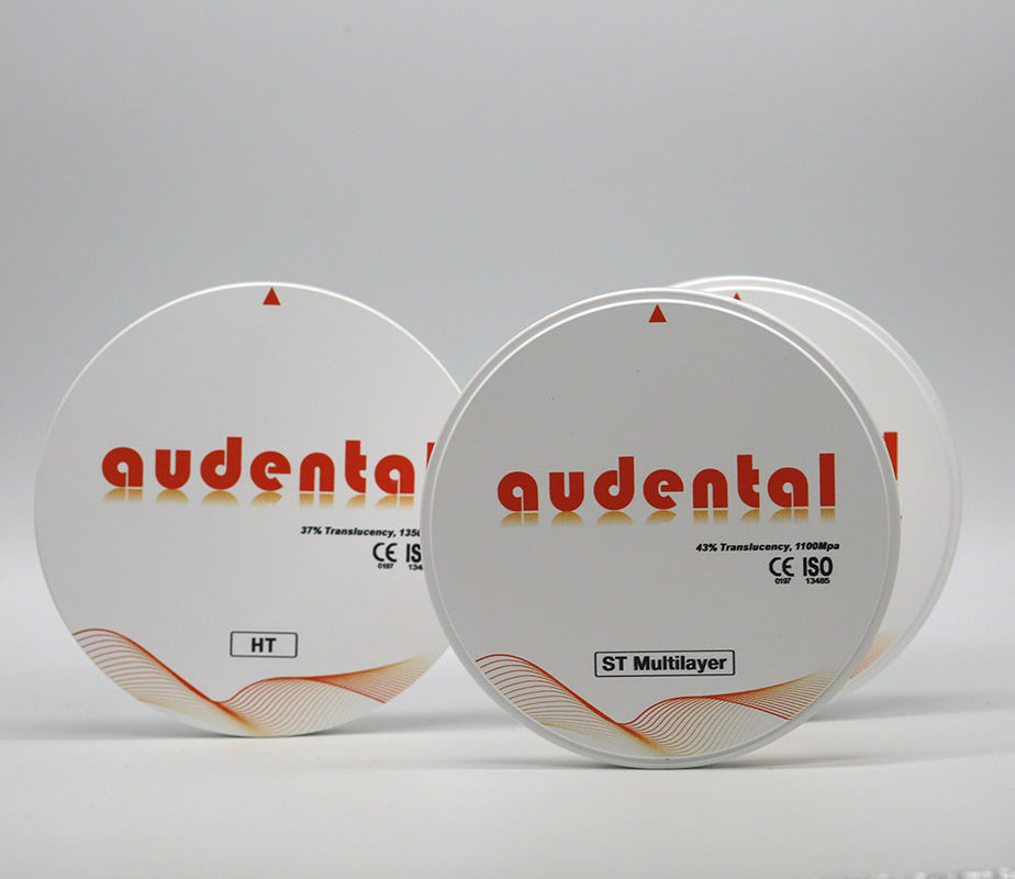 1100Mpa 43% Translucent ST Mutilayer Zirconia Blocks for Smooth Veneers Vita 16 Color