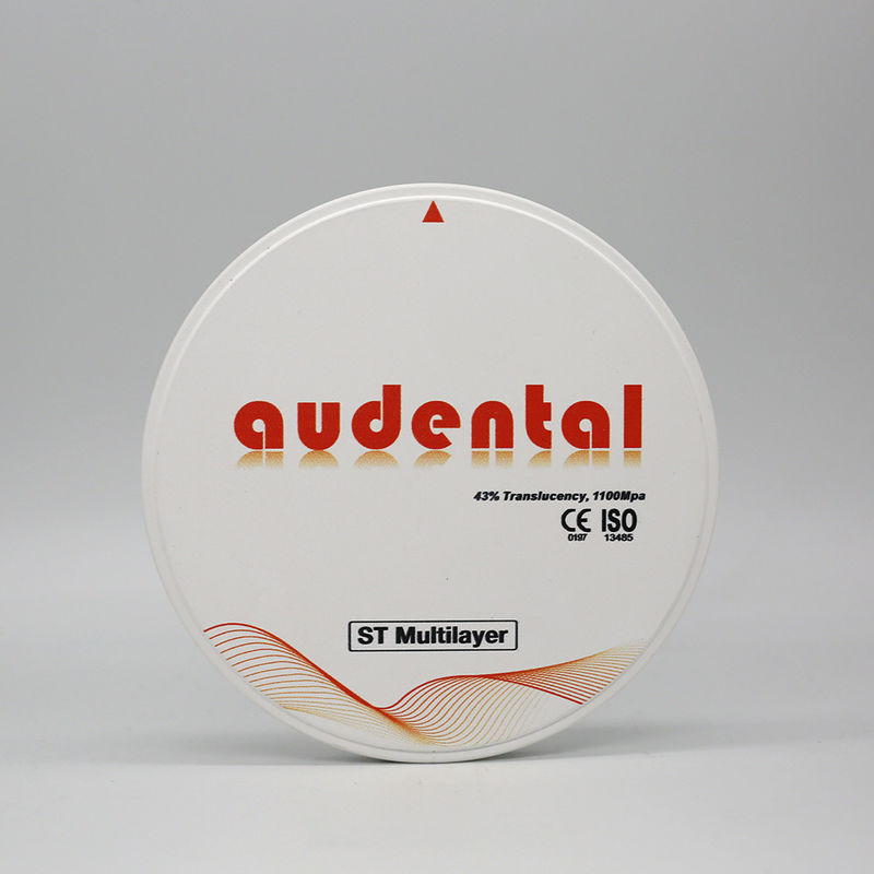1100Mpa 43% Translucent ST Mutilayer Zirconia Blocks for Smooth Veneers Vita 16 Color