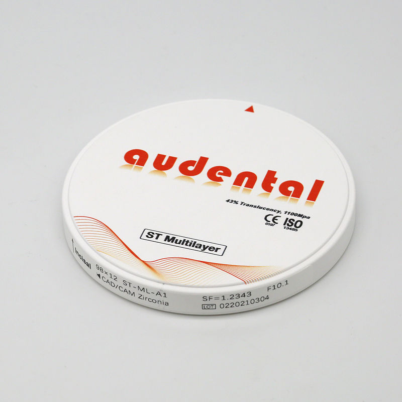 Translucent ST/DST Multilayer Zirconia Round Disc 1100Mpa Flexural Strength for Dental Restorations