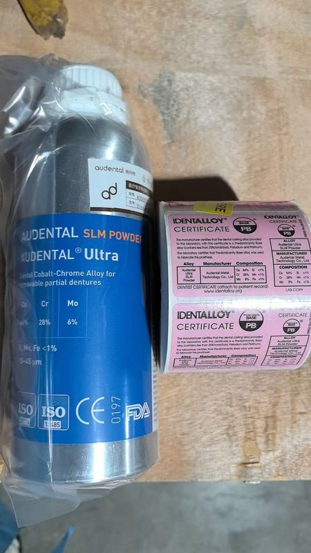 Audental Ultra SLM Powder CoCrMo Material for CE FDA IdentAlloy Certified Dental 3D Metal Printing