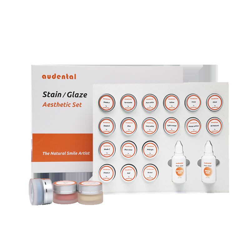 Dental Lab Equipment with stain and glaze paste sets that support workflow and precise esthetic finishing for full contour zirconia