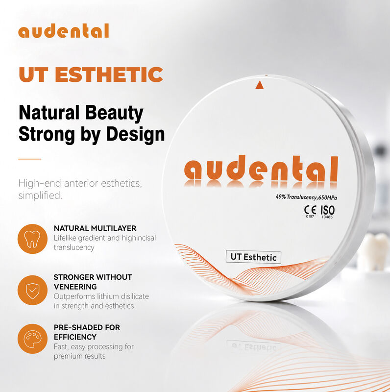 Dental Zirconia Block designed for natural esthetic anterior restorations with 650MPa strength and fast CAD CAM processing