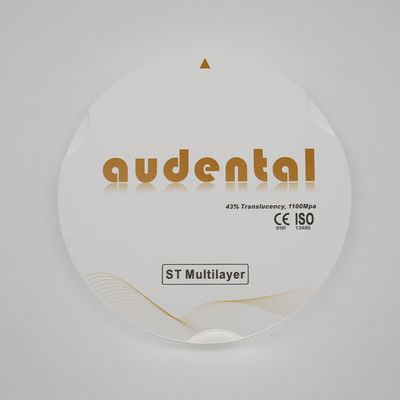 1100Mpa 43% Translucent ST/DST Mutilayer Zirconia Blocks for Smooth Veneers Vita 16 Color